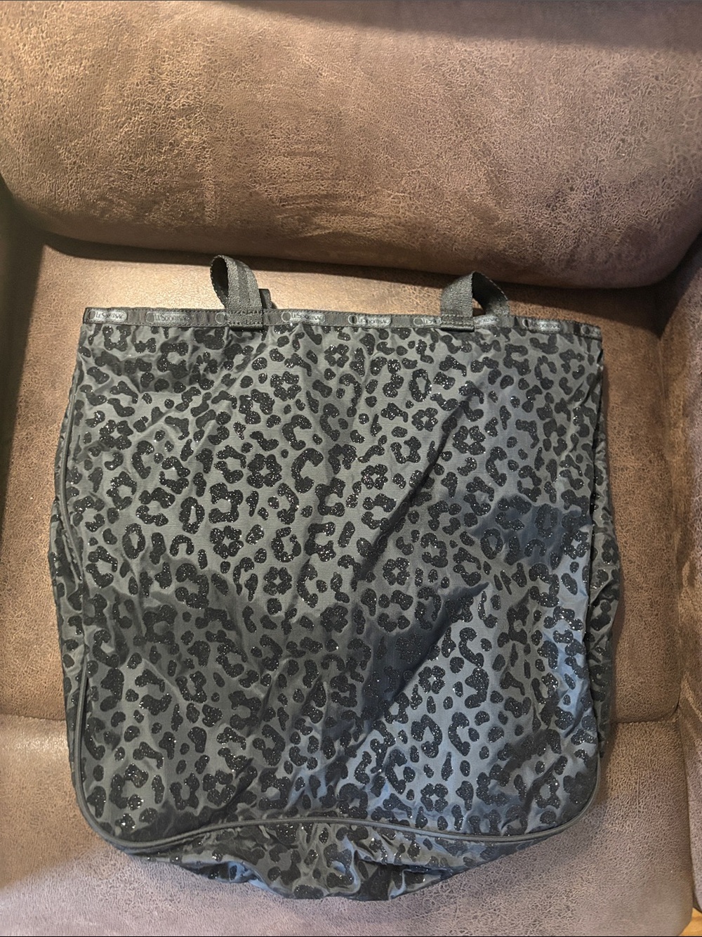 Lesportsac Black Leopard Print Tote Bag